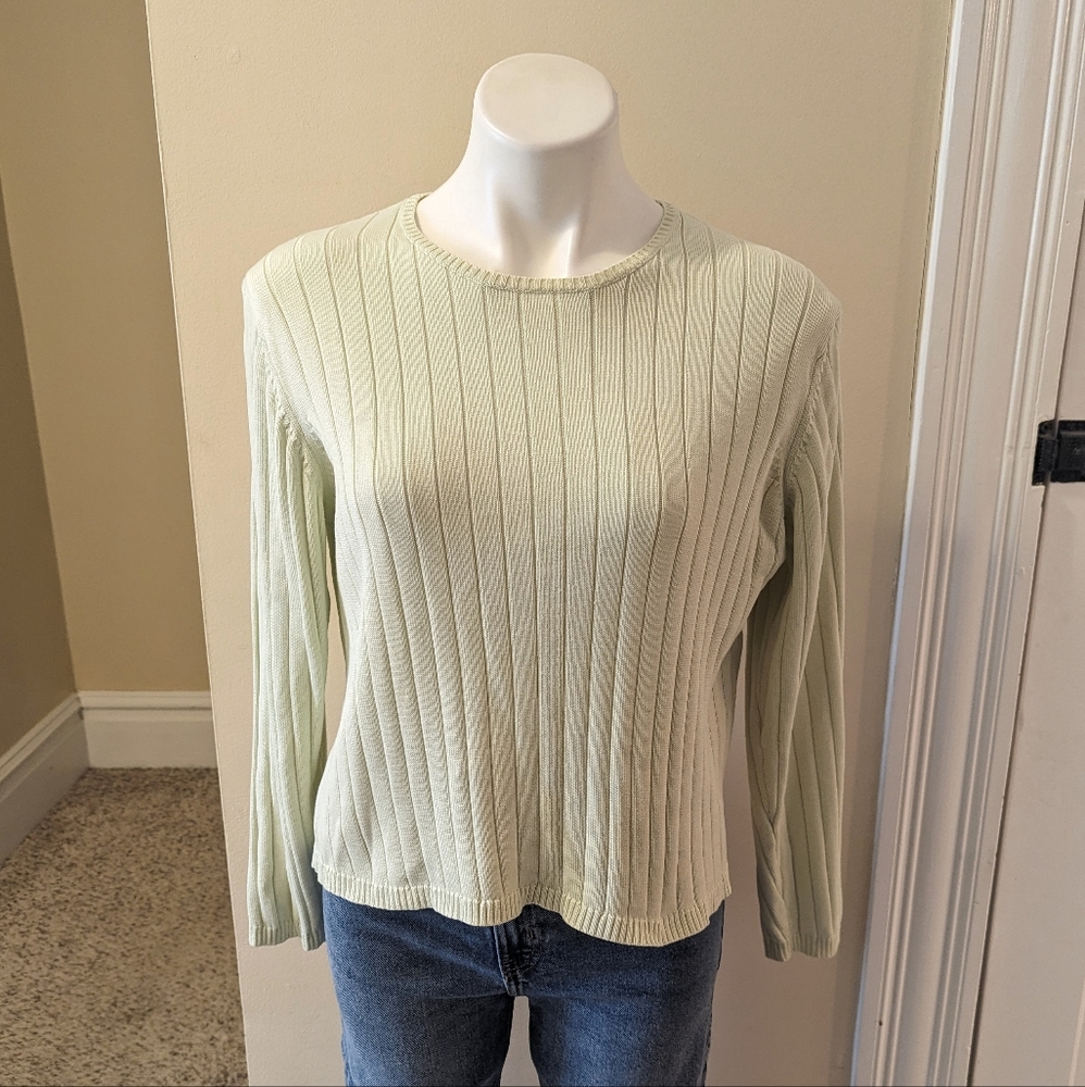 Brooks Brothers pale mint green wool cotton blend sweater size L